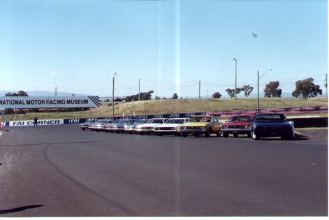 The group parked at the start of pit straight